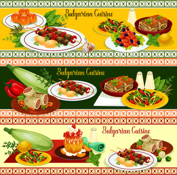 Bulgarian cuisine restaurant banner of dinner menu