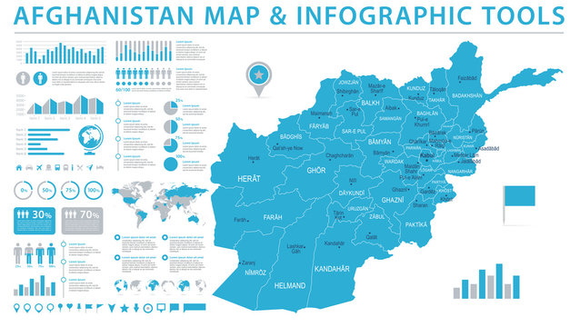 Afghanistan Map - Info Graphic Vector Illustration