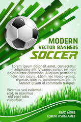 Fototapeta premium Football sport game banner with soccer ball