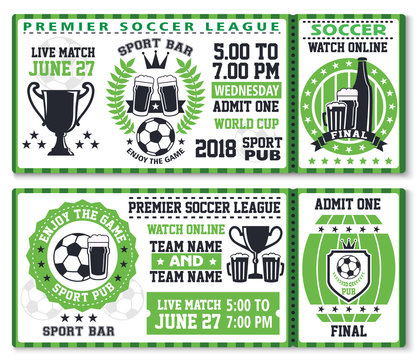 Soccer or football sport game ticket template