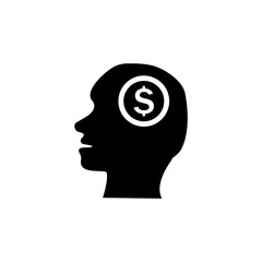 Head with dollar symbol icon. Strategy managment Icon. Premium quality graphic design. Signs, symbols collection, simple icon for websites, web design, mobile app