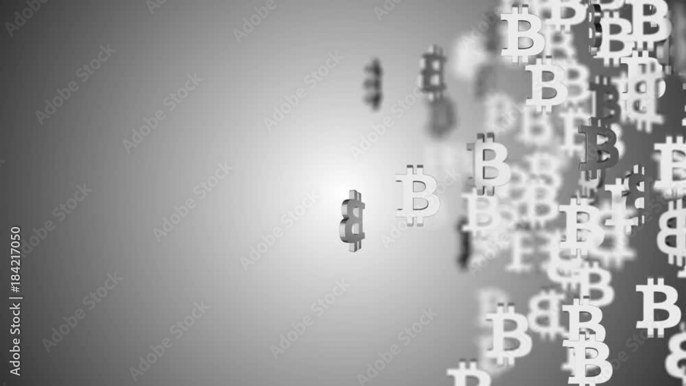 Aufkleber a cluster of silver bitcoins. depth of field. business background. seamless loop.