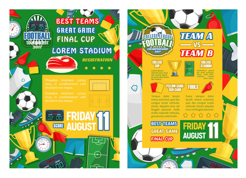 Football or soccer sport tournament match banner