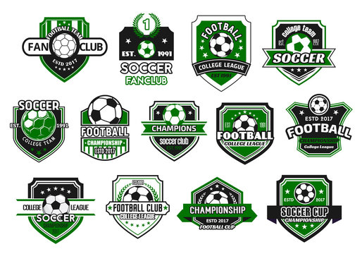 Soccer sport club and football team shield badge