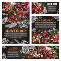 Meat product chalkboard banner for butcher shop