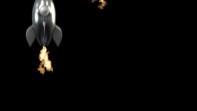 Drei Raketen mit Flammen steigt auf - Konzept