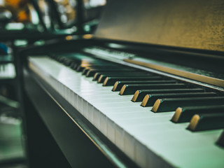 macro shot of the classical piano keys