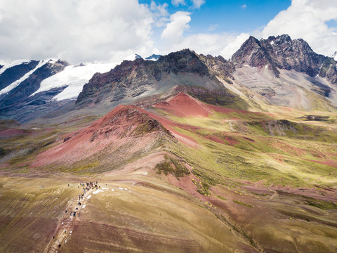 Massive Andes peaks next to Rainbow mountain in Peru