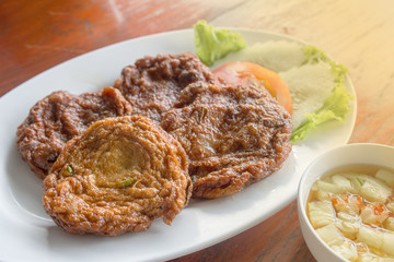 Close up of fried fish cakes ,Thai Food