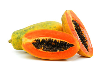 Fresh papaya isolated on white background