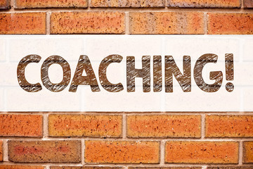 Conceptual announcement text caption inspiration showing Coaching. Business concept for Personal Training Mentoring written on old brick background with copy space