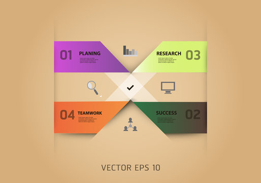 Modern strips infographics different options banner for business processes, workflow, diagram, flowcharts