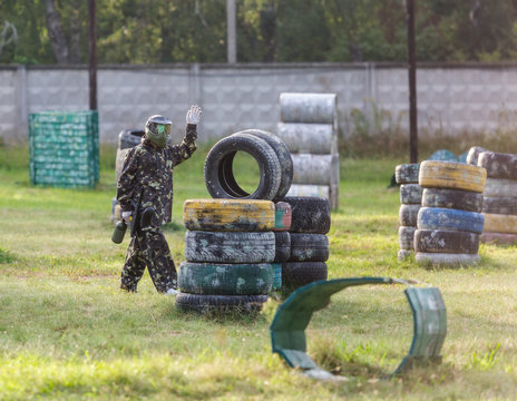 boy plays painball on the special field