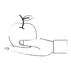 Hand holding an apple