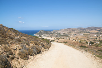 View over the very scenic island of Antiparos, one of the Cyclade islands in Greece
