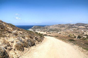 View over the very scenic island of Antiparos, one of the Cyclade islands in Greece
