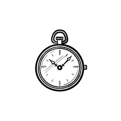 Vector hand drawn pocket watch outline doodle icon. Pocket watch sketch illustration for print, web, mobile and infographics isolated on white background.