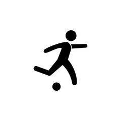 Fototapeta na wymiar Soccer player with ball icon. Silhouette of an athlete icon. Sportsman element icon. Premium quality graphic design. Signs, outline symbols collection icon for websites, web design