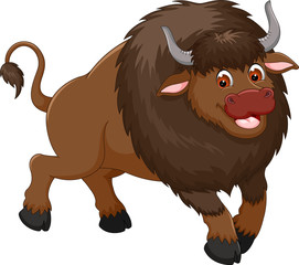 cute bison cartoon walking with laughing © jihane37