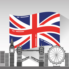 london city with famous buildings tourism england landmarks vector illustration