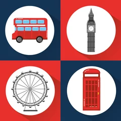 Foto op Canvas london england toruism travel landmark symbol vector illustration © Gstudio