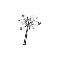 Vector hand drawn magic wand outline doodle icon. Magic wand sketch illustration for print, web, mobile and infographics isolated on white background.