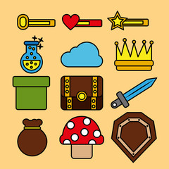 video game icons set entertainment play vector illustration