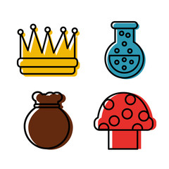 video game icons set entertainment play vector illustration