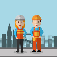 workers woman and man construction employee vector illustration