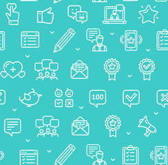 Feedback Seamless Pattern Background on a Blue. Vector