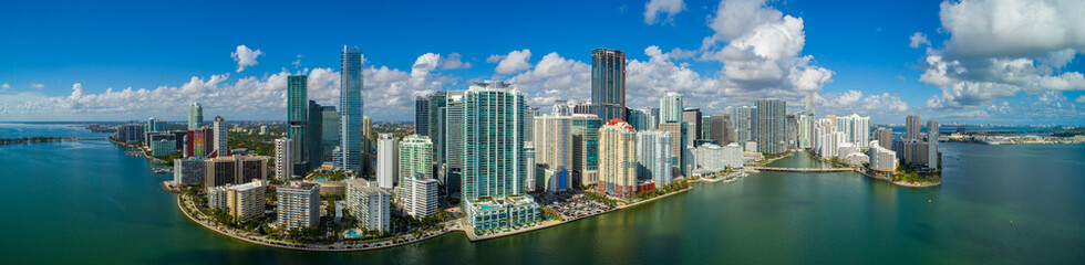 Aerial panorama Brickell Miami FL bayfront image