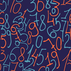 hand drawn numbers seamless pattern