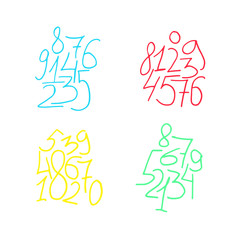 hand drawn numbers to ten