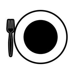 plate with fork   vector illustration