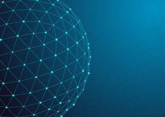 3D polygon mesh sphere, Science and technology background point line connection  © XuBing