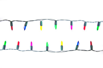 String of Christmas lights decoration isolated on white background