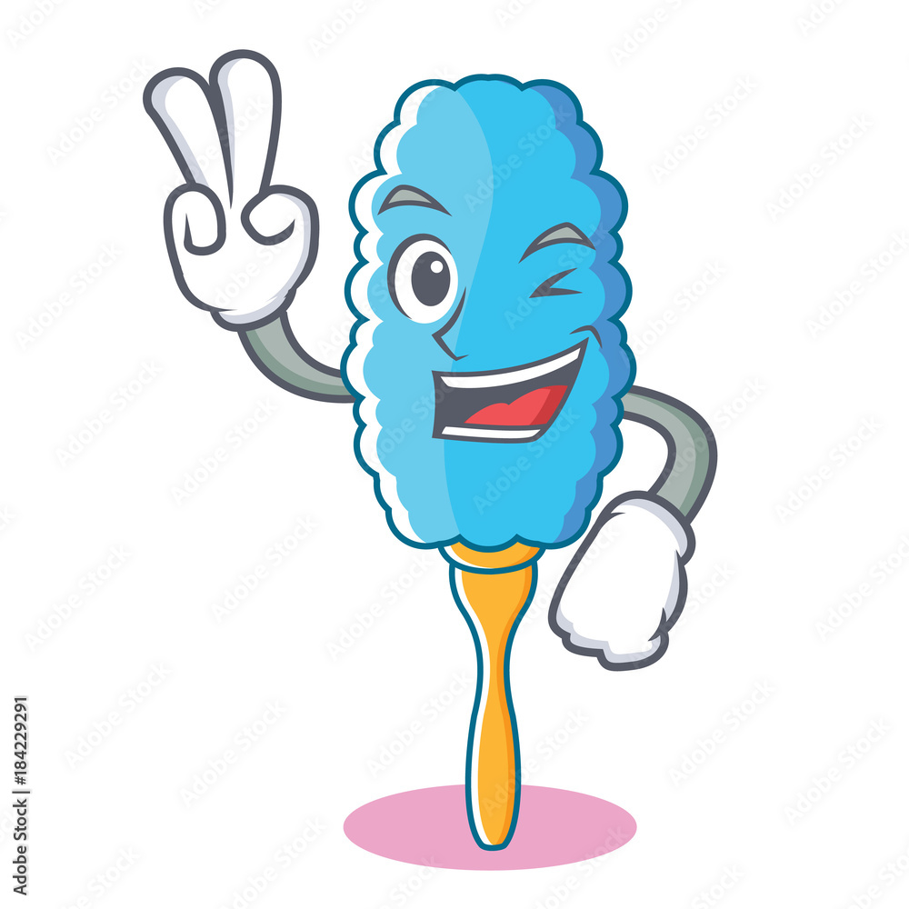 Sticker Two finger feather duster character cartoon