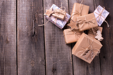 Wrapped  gift boxes with presents