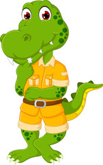 Naklejka premium cute crocodile cartoon standing with smiling