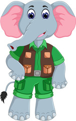funny elephant cartoon standing with laughing