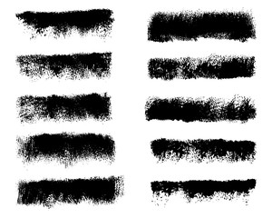 Collection black dirty design element. Grunge brush stroke, paint artistic set. Grunge texture collection.
