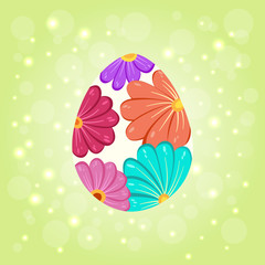 Floral beautiful ornate Easter egg background. Greeting Easter card template.