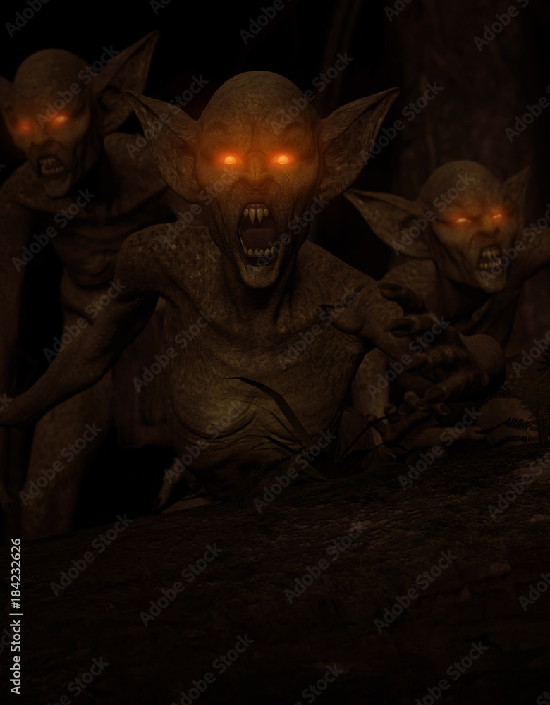 Wall mural 3d illustration of scary monster out from the dark forest - Wall murals