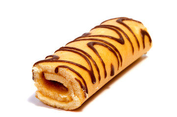 biscuit Swiss roll isolated on white background