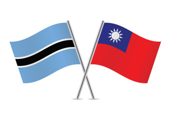 Botswana and Taiwan flags. Vector illustration.