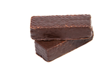 Chocolate wafers isolated on a white background