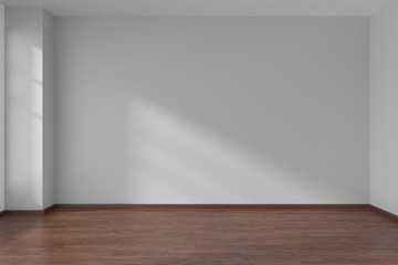 White empty room with dark parquet floor