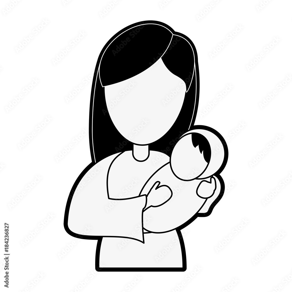 Poster Virgin mary holding baby jesus cartoon icon vector illustration graphic design