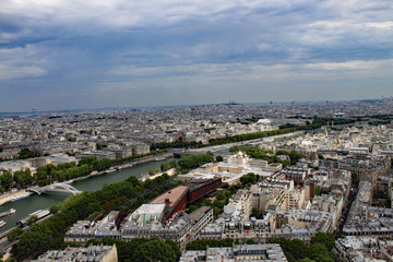 Fototapeta na wymiar A slice of Paris and the river as seen from the Eiffel tower.
