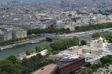 Fototapeta premium A slice of Paris and the river as seen from the Eiffel tower.